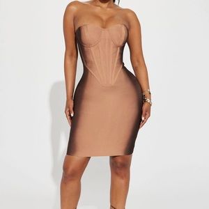 NWT FASHION NOVA BROWN NUDE OMBRÉ BANDAGE MINI DRESS, VALENTINES DAY OUTFIT